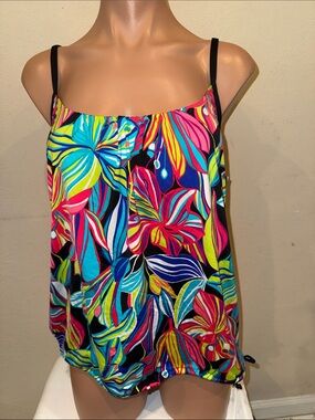 NWT 24th & Ocean Tankini top blouson size S